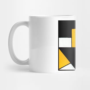 Yellow Black White Geometric Abstract Acrylic Painting Mug